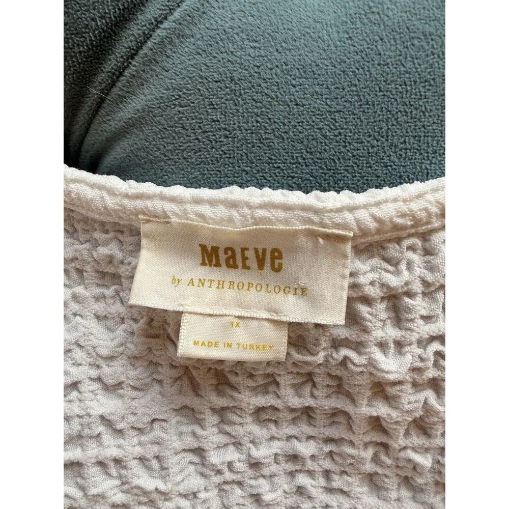 MAEVE By Anthropologie Balloon Puff Sleeve Textured Boho Top Women's Size 1X